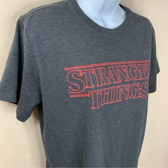Stranger Things Dark Grey Red Logo Tee T Shirt Womens Large Casual Stretch - Picture 4 of 9